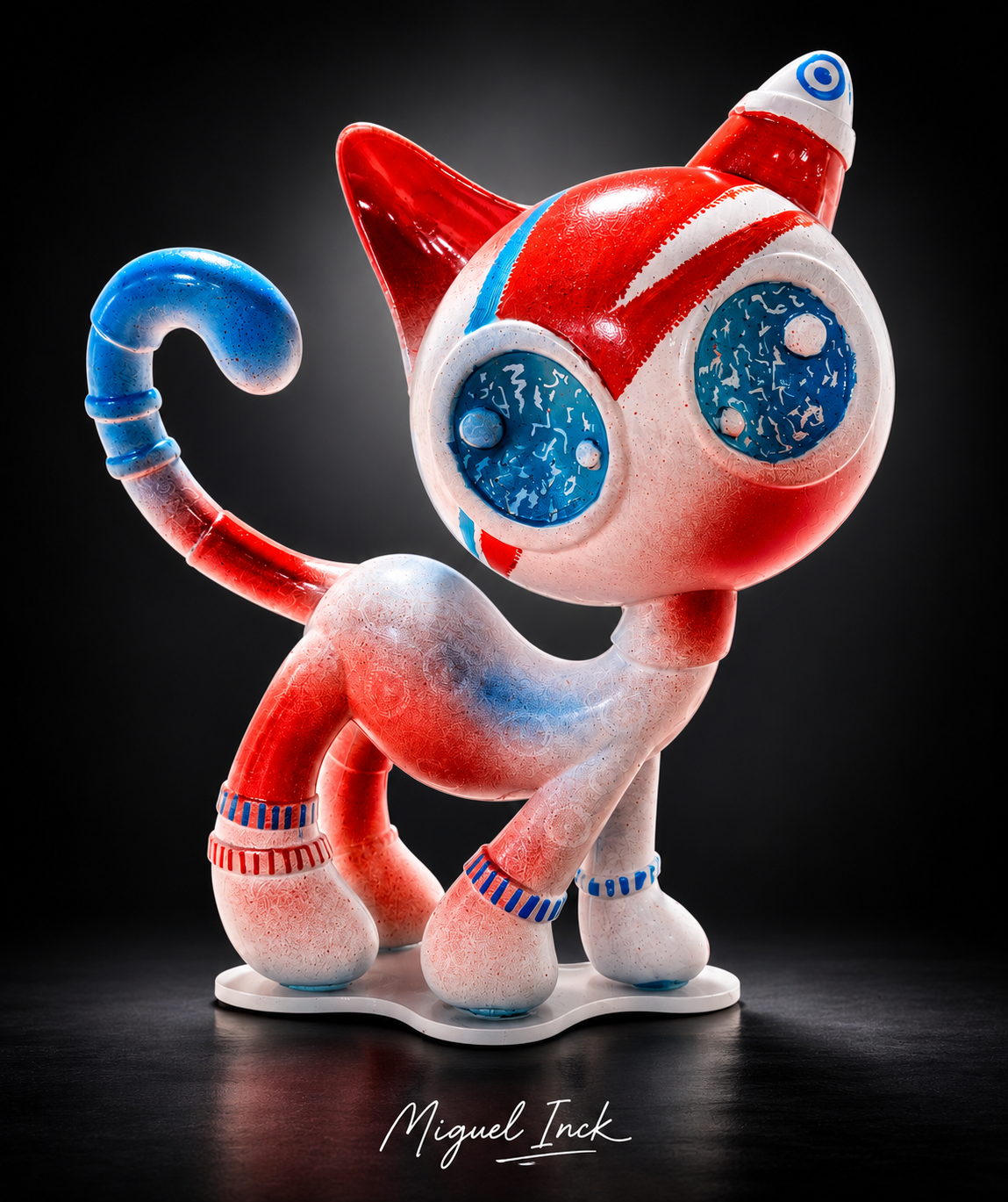 Cat Zyon — Miguel Inck Edition | Escultura de Arte Exclusiva Pintada à Mão