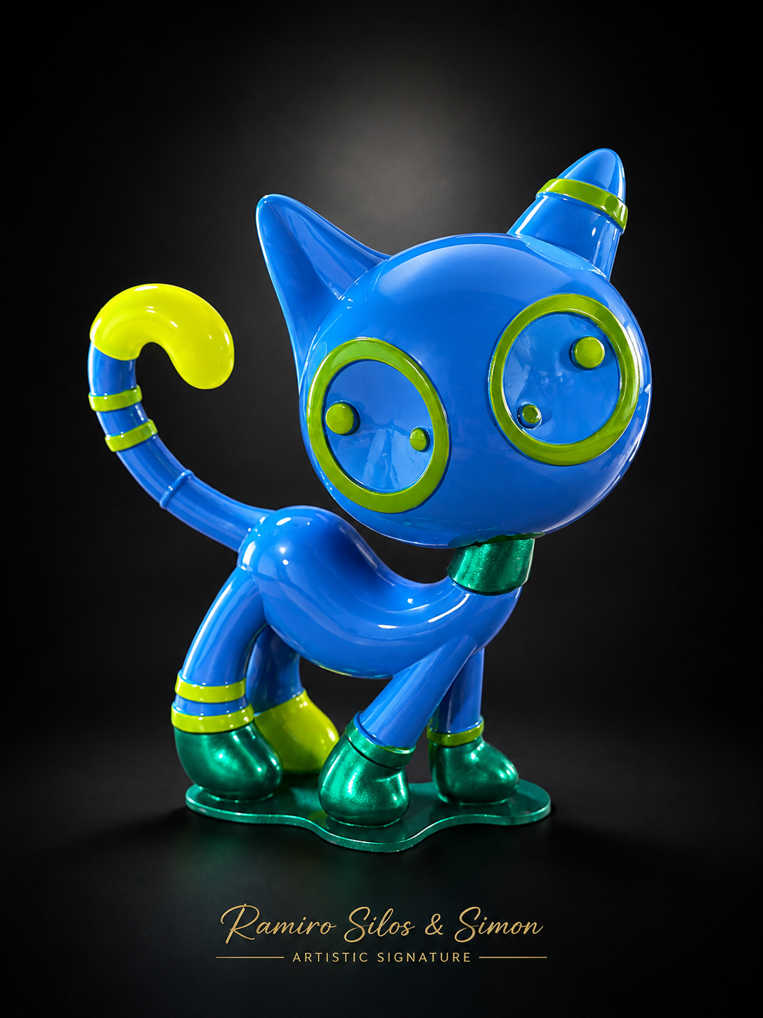 Cat Zyon "Azure Pulse" – Escultura Premium Neon Vibes