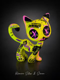 Cat Zyon "Power Cat" – 25 cm Escultura Pop Art Pintada à Mão | Peça Única (One of One)