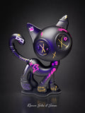 Cat Zyon "Midnight Pulse" – Escultura Pop Art Pintada à Mão | Peça Única (One of One) 25 cm