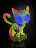Escultura Cat Zyon Street Club Neon 25 cm – Peça Única Pintada à Mão | Ramiro Silos & Simon