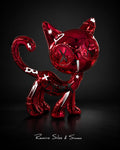 Escultura Cat Zyon Ruby Chrome 25 cm – Peça Única Pintada à Mão | Ramiro Silos & Simon