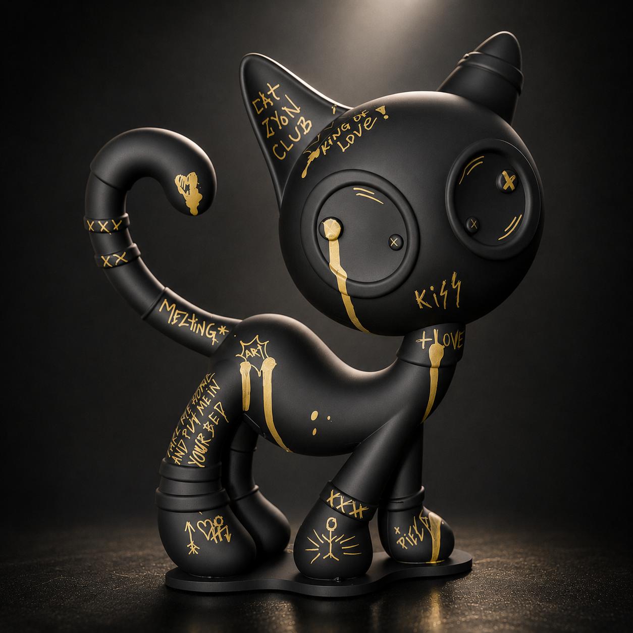 Cat Zyon Midnight Gold – Escultura Exclusiva 25 cm
