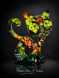 Escultura Cat Zyon David Bowie Tribute 25 cm – Polipropileno Maciço | Peça Única Pintada à Mão | Ramiro Silos & Simon