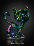 Escultura Cat Zyon Emerald Chrome 25 cm – Polipropileno Maciço | Peça Única Pintada à Mão | Ramiro Silos & Simon