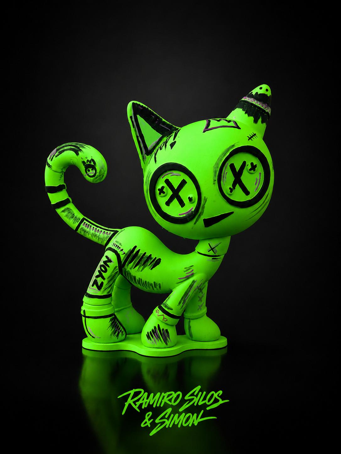 Cat Zyon Neon Toxic – Escultura Exclusiva 25 cm