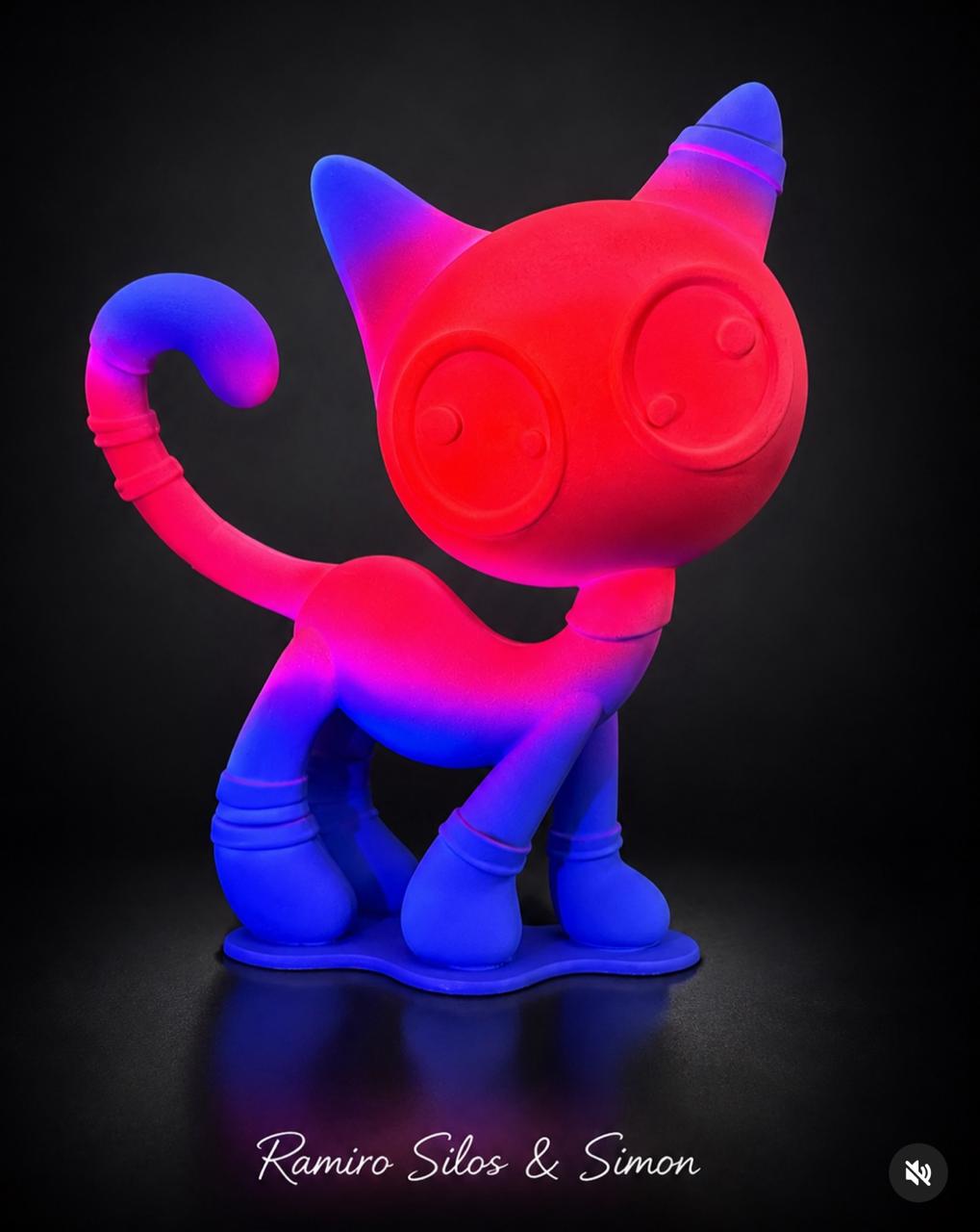 Cat Zyon Neon Fusion — Escultura de Arte Contemporânea | Edição Exclusiva